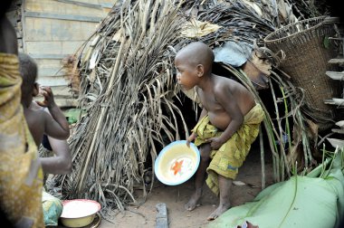 Portrait of a child from a Baka tribe