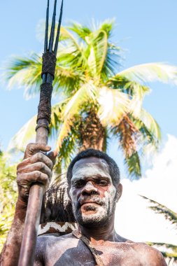 The Portrait Asmat warrior with a spear.