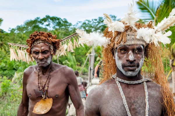 Asmats with a traditional painting on a face — ストック写真