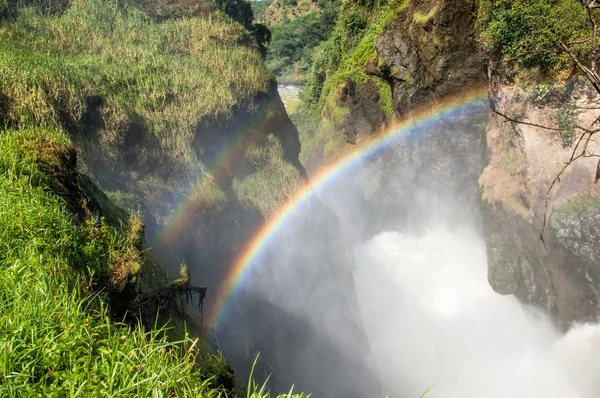 Rainbow At the top of Murchison Falls — Stok fotoğraf