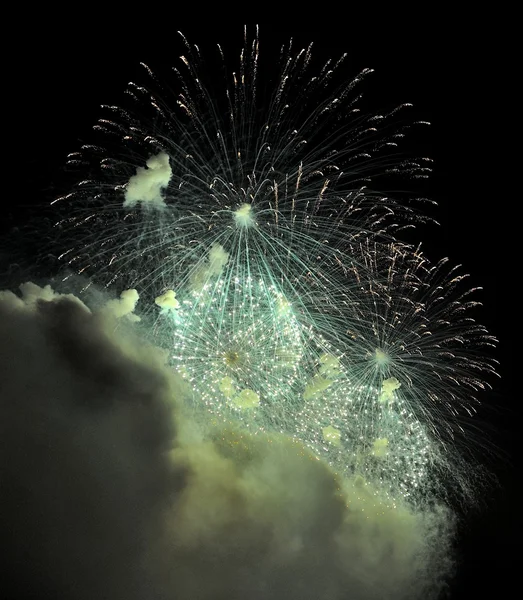 Light show and fireworks — Stock Photo, Image