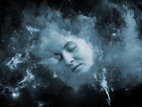 Will Universe Remember Me series. Design made of human face and fractal smoke nebula to serve as backdrop for projects related to human mind, imagination, memory and dreams