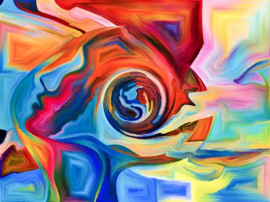 insan profili ve geometrik öğeleri