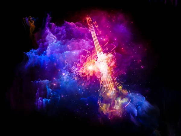 Färgglada Violin Och Fractal Måla Abstraktion Ämnet Musik Konst Och — Stockfoto