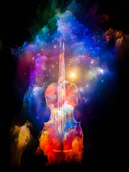 Violino Colorido Abstração Tinta Fractal Sobre Música Arte Criatividade — Fotografia de Stock