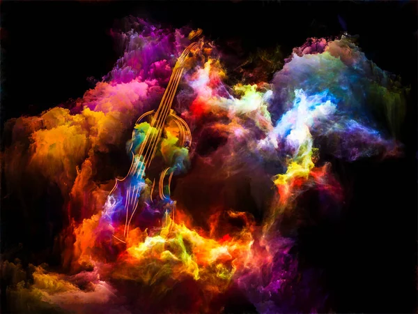 Müzik Sanat Yaratıcılık Konularında Renkli Keman Fraktal Boya Soyutlaması — Stok fotoğraf
