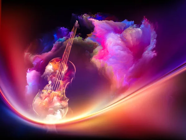 Colorful violin and Fractal paint abstraction on subject of music, art and creativity