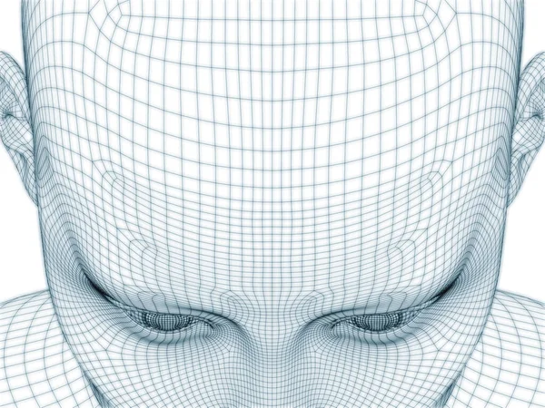 Rendering Human Head Face Wire Mesh Use Illustration Design — Stock Photo, Image