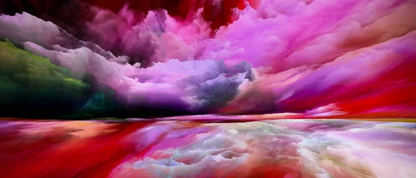Clouds of Afterlife. Escape to Reality series. Backdrop of surreal sunset sunrise colors and textures for use in projects on landscape painting, imagination, creativity and art