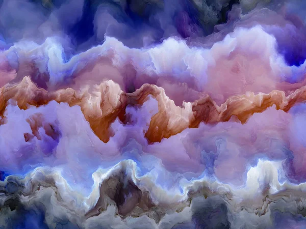Fraktalna Struktura Farby Organicznej Przypominająca Burzliwą Atmosferę Obcej Planety — Zdjęcie stockowe