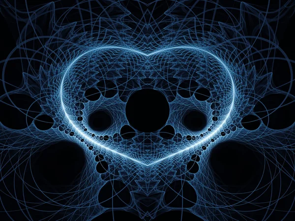 Vizualizační Matematické Série Modré Čáry Fraktálního Vesmíru Intricate Rendation Virtual — Stock fotografie