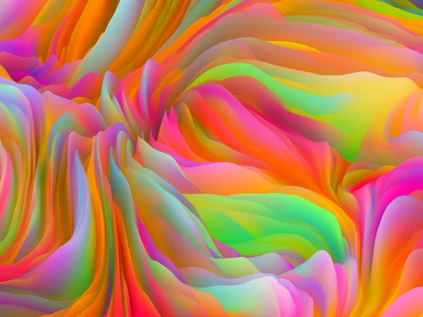 シネスの織物 次元波シリーズ 渦巻くカラーテクスチャの背景デザイン アート 創造性 デザインをテーマにしたランダムな乱流の3Dレンダリング — ストック写真