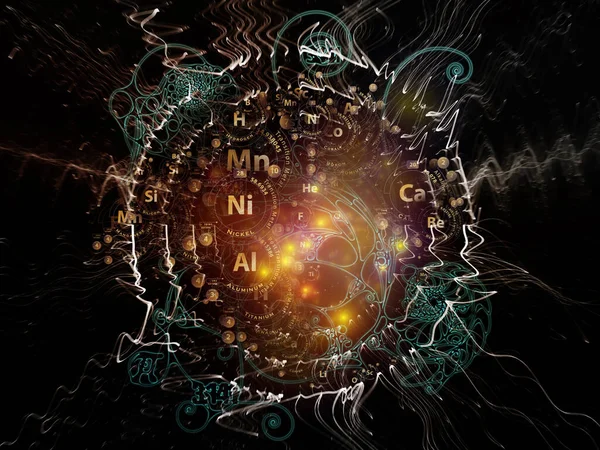 Mystical Chemistry Series Background Chemical Symbols Fractal Penitents Lights Subject — Stock Photo, Image
