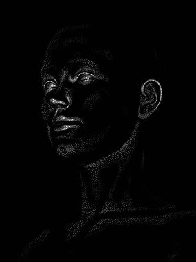 Nokta Hazırlama serisi. Bir insan modelinin 3 boyutlu görüntüleme tekniği noktalama tekniğiyle uygulanır..