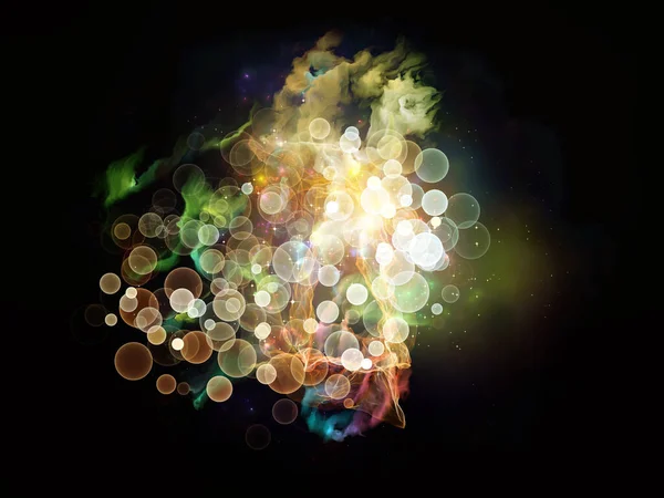 Dijital Parçacıklar Serisi Renkli Küresel Parçacıkların Etkileşimi Fraktal Elementler Konu — Stok fotoğraf