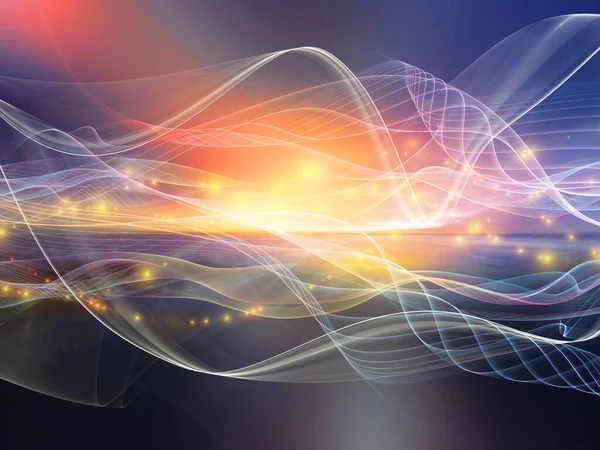 光の波シリーズ 現代の技術と科学の主題に関する小さな正弦波と光の背景 — ストック写真