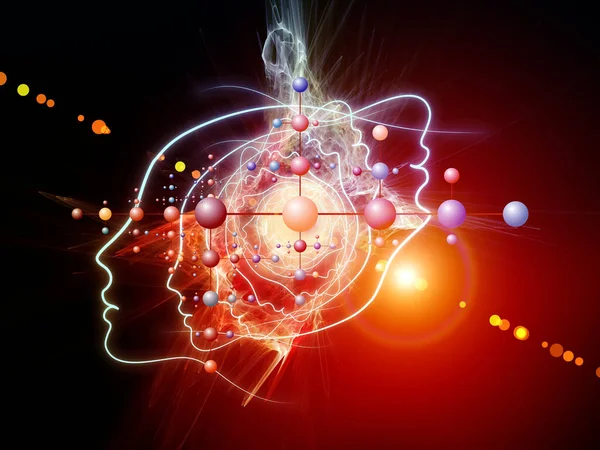 Серия Mind Emergence Взаимодействие Молекулярных Структур Света Человеческих Линий Тему — стоковое фото