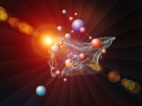 Interactie Van Moleculaire Structuur Abstracte Fractal Elementen Het Gebied Van — Stockfoto