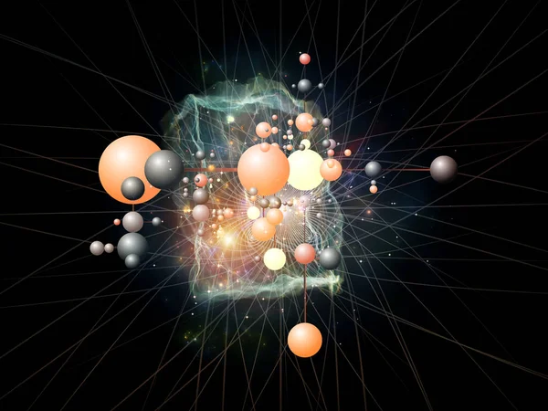 Zusammenspiel Von Molekularer Struktur Und Abstrakten Fraktalen Elementen Zum Thema — Stockfoto