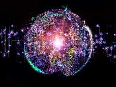 Rakamlar, düğümler, bağlayıcılar ve ışık bileşimi ağ ve modern teknoloji konularında