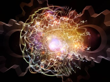 Eğitim, bilim ve modern teknoloji konularında ışık, dişli ve fraktal elementlerin bileşimi