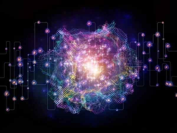 Composition Des Chiffres Des Nœuds Des Connecteurs Des Lumières Sujet — Photo