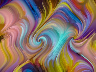 Boya girdabı serisi. Tasarım, yaratıcılık ve sanat konuları için dijital tuvaldeki boya liflerinin detaylı hareketinin bileşimi