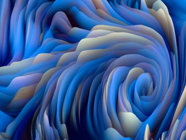 Kaotik Yüzey. Boyutsal Dalga serisi. Girdap Rengi dokusunun sanatsal soyutlaması. Sanat, yaratıcılık ve tasarım konularında 3 boyutlu türbülans oluşturma
