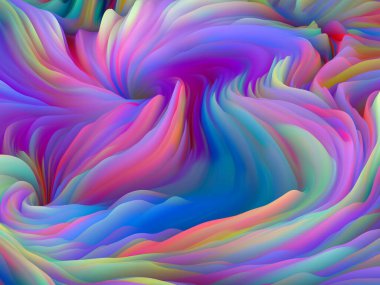 Kaosun Geometrisi. Boyutsal Dalga serisi. Dönen Renk Dokusunun arka plan kompozisyonu. Sanat, yaratıcılık ve tasarım konularında 3 boyutlu türbülans oluşturma