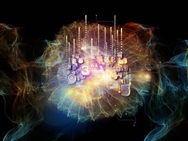 Organik Bilgisayar serisi. Rakamlar, fraktal ve soyut elementler eğitim, bilim ve modern teknoloji üzerine tasarım.