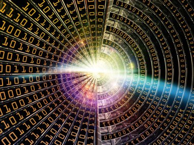 Integral Order serisi. Sayılardan oluşan altın fraktal disk ve eğitim, bilim ve modern teknoloji üzerine ışık.