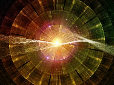 Fraktal Bilgi Serisi. Bilim, eğitim ve bilgi teknolojileri konularındaki radyal ve sinüsoidal yapıların arkaplanı.