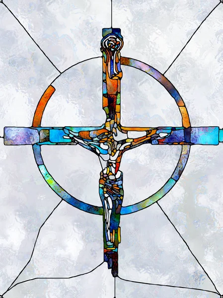 Spectral Faith Cross Stained Glass Series Diseño Fondo Iglesia Orgánica — Foto de Stock