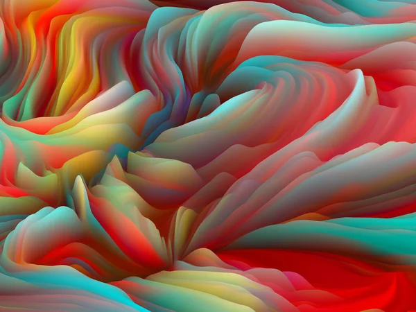 Искаженная Геометрия Dimensional Wave Series Дизайнерская Компоновка Цветовой Текстуры Рендеринг — стоковое фото