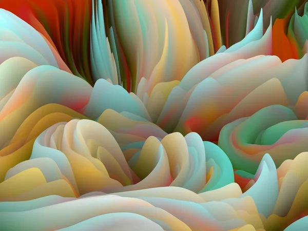 表面扭转 维波系列 旋转彩色纹理的图形构图 创意和设计主题的随机湍流的三维渲染 — 图库照片