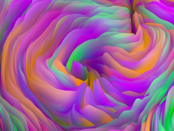Zkroucený Povrch Série Dimensional Wave Složení Vířící Barevné Textury Vykreslování — Stock fotografie