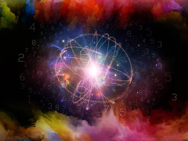 Digital Cloud Series Image Spherical Emitter Digits Background Colorful Fractal — Stock Photo, Image