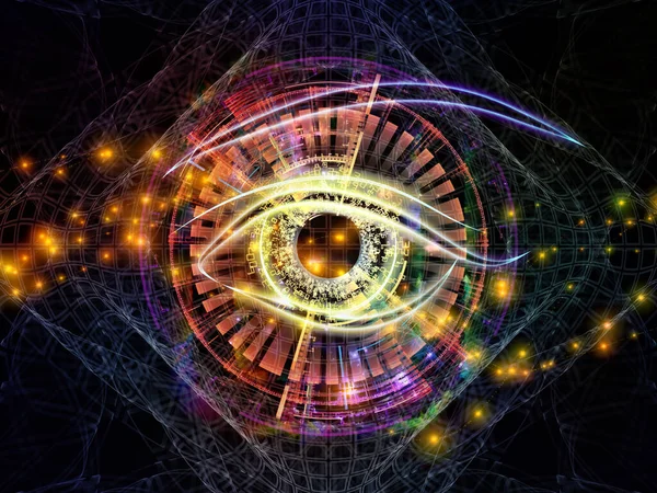 Símbolo Olho Elementos Tecnológicos Abstratos Composição Luzes Matéria Ciência Educação — Fotografia de Stock