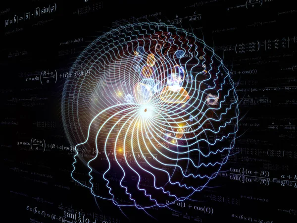 Virtual Minds series. Human face profiles and abstract elements composition on subject of subject of education, science and consciousness.