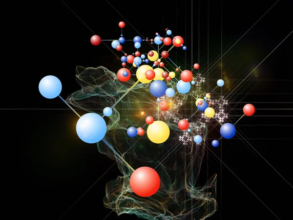 Interacción Estructura Molecular Los Elementos Fractales Abstractos Materia Educación Ciencia —  Fotos de Stock