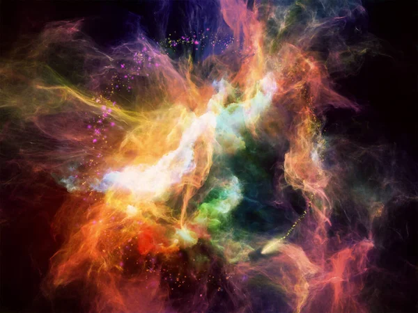 フラクタル星雲 有機的テクスチャ及び科学教育の対象となる光の要素 — ストック写真