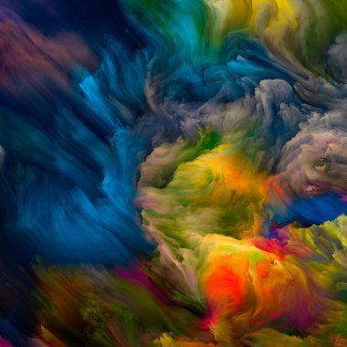 Renkli girdap serisi. Yaşam, yaratıcılık ve sanat projelerinde kullanılmak üzere tuvalin üzerindeki sıvı boyanın renkli hareketinden oluşan sanatsal soyutlama