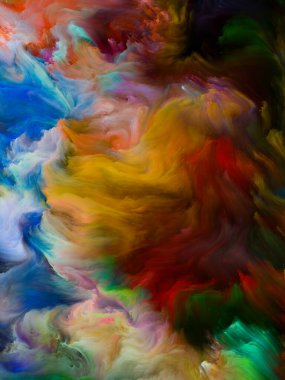 Renkli girdap serisi. Yaşam, yaratıcılık ve sanatın yerleşimlerine uygun tuvalde sıvı boyanın rengarenk hareketlerinin düzenlenmesi