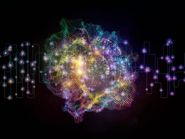 Rakamlar, düğümler, bağlayıcılar ve ışık bileşimi ağ ve modern teknoloji konularında