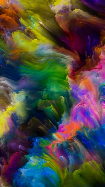 Color Swirl Series Creative Arrangement Colorful Motion Liquid Paint Canvas — Stock Photo, Image