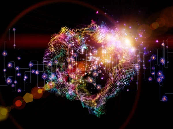 Rakamlar, düğümler, bağlayıcılar ve ışık bileşimi ağ ve modern teknoloji konularında