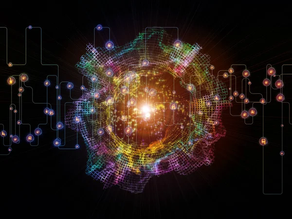 Composition Des Chiffres Des Nœuds Des Connecteurs Des Lumières Sujet — Photo