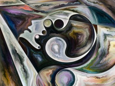 İnsan dokusu serisi. İnsan yüzünün görsel olarak memnun edici bileşimi, zengin renkler, organik dokular, iç dünya, akıl, ruh ve doğa üzerindeki çalışmalar için akış eğrileri.