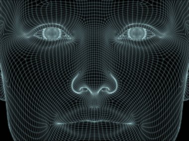 İnsan kafasının teknoloji, eğitim ve bilgisayar bilimleri illüstrasyonlarında kullanılması için tel örgüye dönüştürülmesi