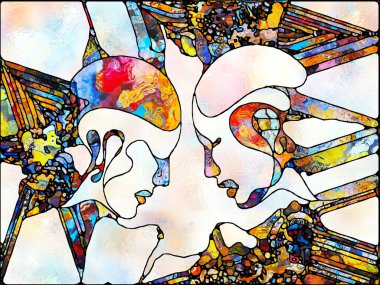 Çok renkli ışık. Lekeli Camlar Birliği serisi. Parçalanma, sanat, şiir ve tasarım birliğinin bir metaforu olarak renk ve doku parçalarından oluşan tasarım